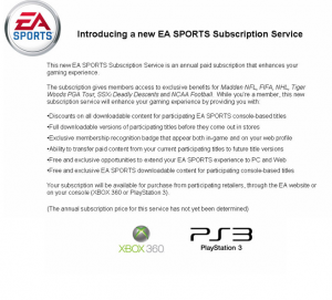 EA Ganes Subscription service
